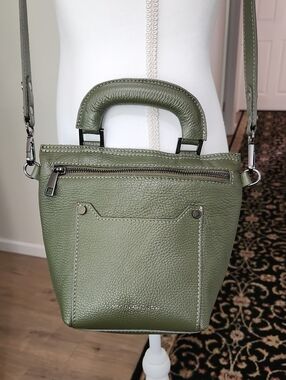 Viola Castellani Milano Olive Green Leather Crossbody Tote Satchel Bag Italy